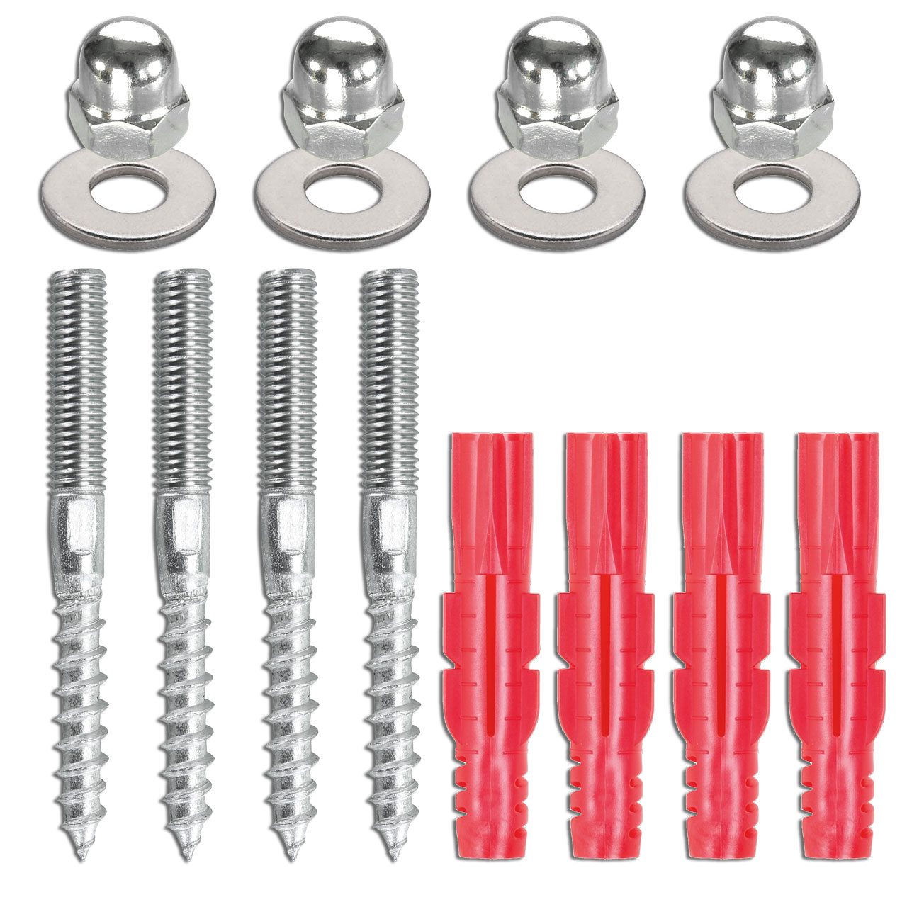 Montagesatz - M8 | Stockschrauben | Hutmuttern | 4x